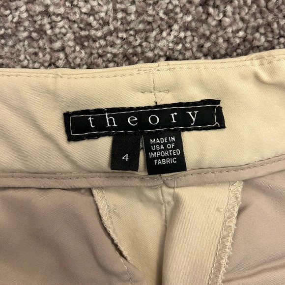Theory Womens Izelle Chino Pants Size 4 Beige 30" inseam Stretch Made in USA EUC - Picture 13 of 16